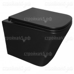 Унитаз Azario AZ-0052-UQ1MB, Teramo, подвесной, безободковый, с сиденьем микролифт, Квадратный, Торнадо, чёрный, 490*345*355