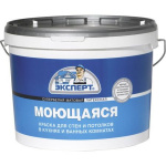 Краска Эксперт супербелая моющаяся водоэмульсионная, для стен и потолков, матовая, 1,3 кг