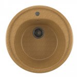 Мойка из искусственного камня ML-GM11 (302), MIXLINE, круглая, врезная, песочный, диаметр 50 см