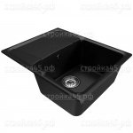 Мойка из искусственного камня ML-GM26, (344), MIXLINE, 580*470*190 мм, с крылом, Ультра-черная
