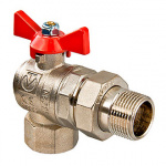Кран шаровый VT.228, Basic, угловой со сгоном, 1/2", муфта-штуцер, бабочка